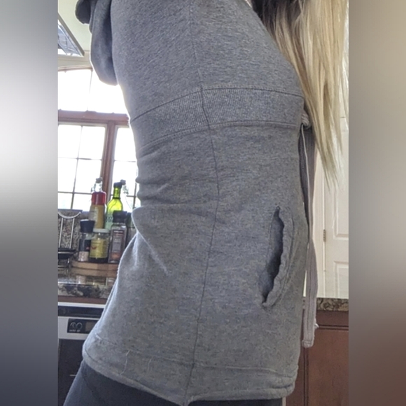 Poof Short Sleeve Grey Hoodie Sweatshirt Top - Picture 9 of 13